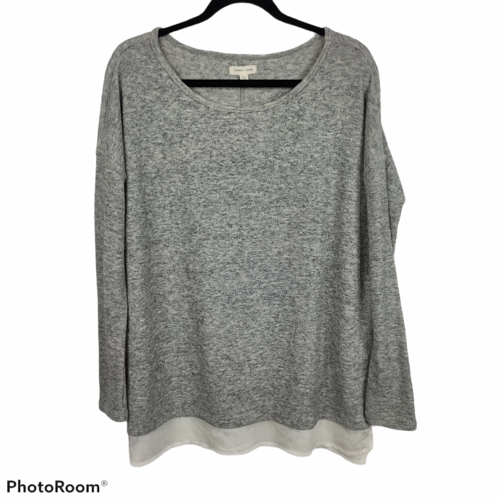 *Silence Noise Gray Marled Scoop Neck Sweater Small Cottagecore Preppy Oversize